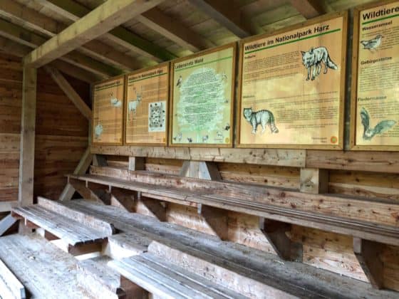 Informationen in der Tierbeobachtungs-Hütte Odertal